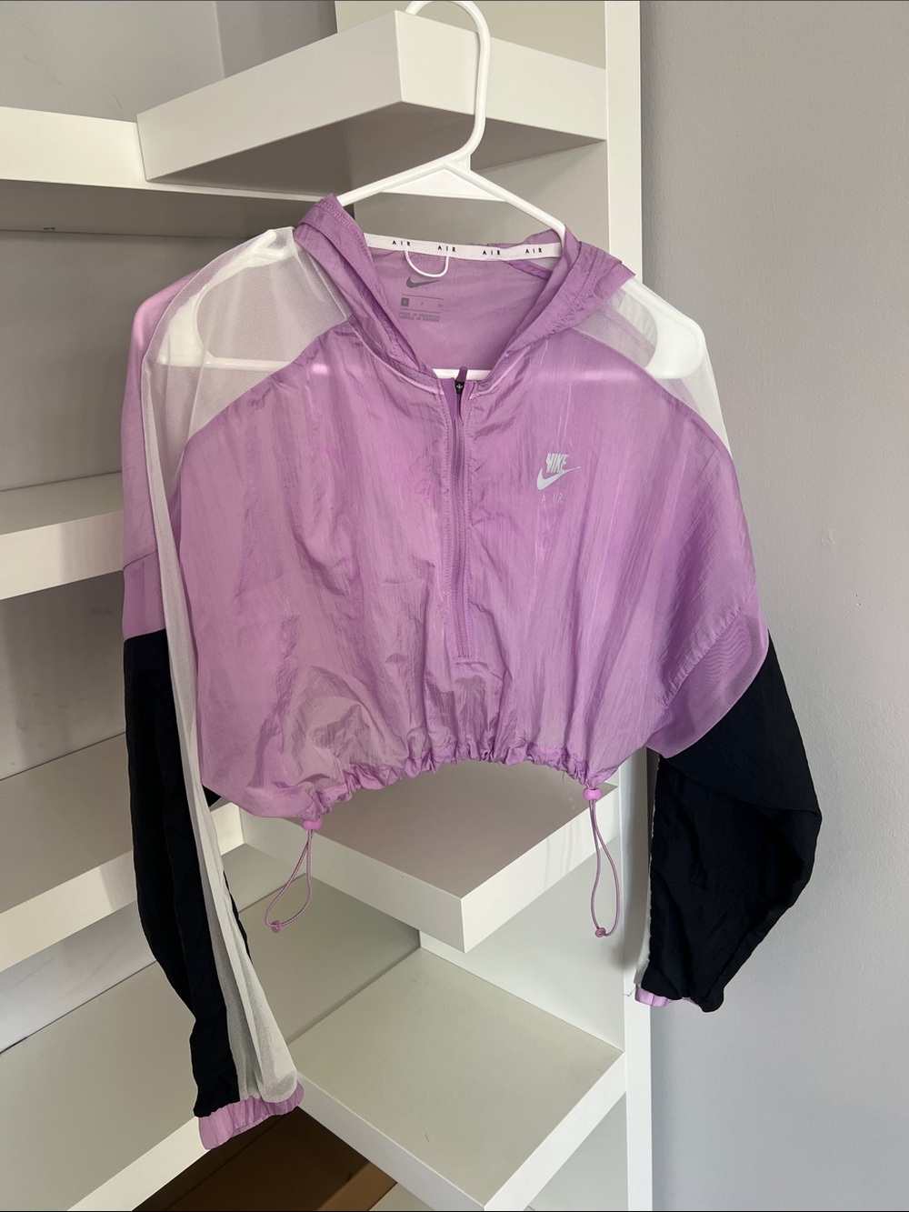 Nike Lavender and Black Colorblock Cropped Bomber Jacket